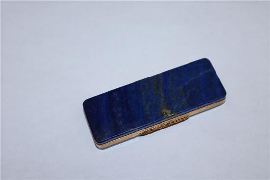 A gold mounted lapis lazuli toothpick box